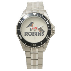 I Love American Robins Men's Stainless Steel Bracelet Watch