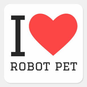 I love robot pet square sticker