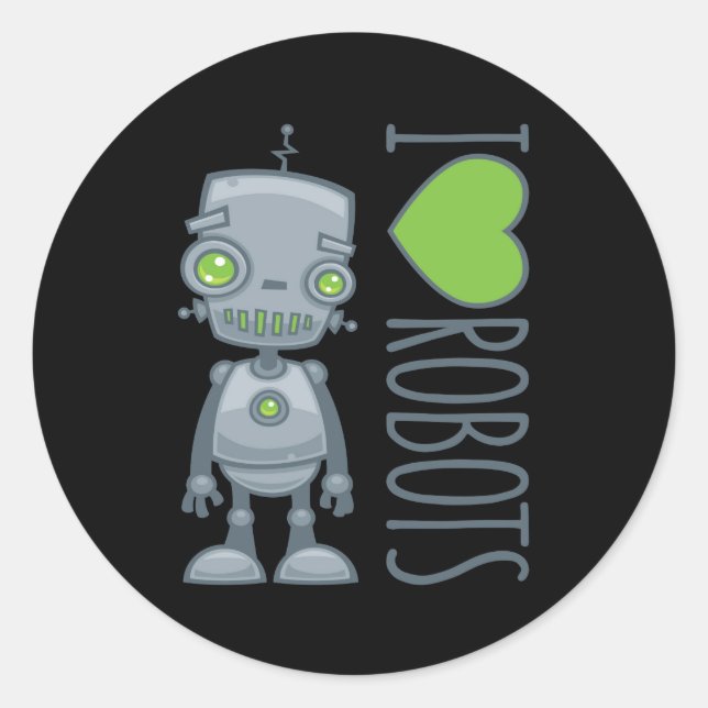 I Love Robots Classic Round Sticker (Front)