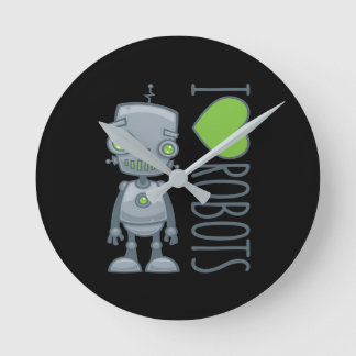 I Love Robots Round Clock