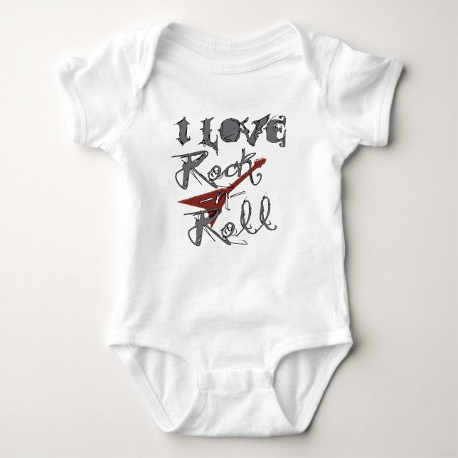 I love Rock and Roll Baby Bodysuit (Front)