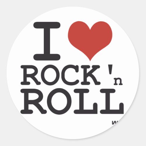 I love Rock and roll Classic Round Sticker