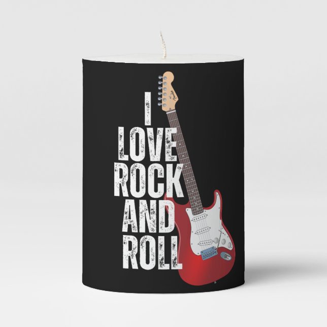 I Love Rock And Roll Pillar Candle (Front)