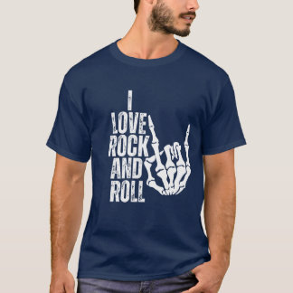 I Love Rock And Roll Skull Hand T-Shirt