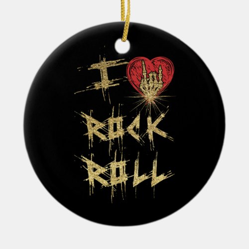 I Love Rock And Roll Vintage Style Ceramic Ornament