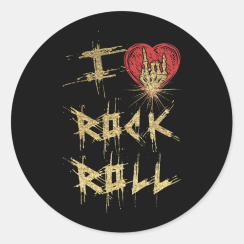 I Love Rock And Roll Vintage Style Classic Round Sticker