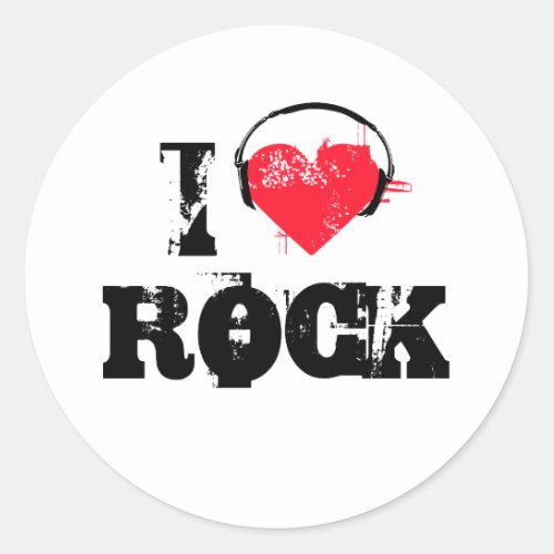 I love rock classic round sticker