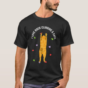 I Love Rock Climbing & Cats Orange Kitty Feline Me T-Shirt