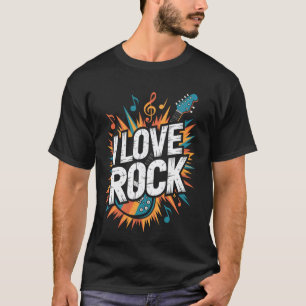 I Love Rock Music Guitar Notes Explosion T-Shirt