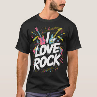I Love Rock Music Guitars Drums T-Shirt