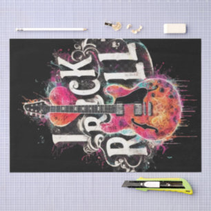 I Love Rock N Roll Electric Guitar Decoupage Tissue Paper