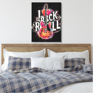 I Love Rock N Roll Electric Guitar Painting Canvas Print