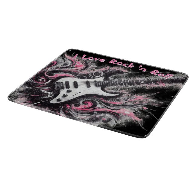 I Love Rock N Roll Electric Guitar Painting Cutting Board (Corner)