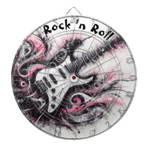 I Love Rock N Roll Electric Guitar Painting Dart Board