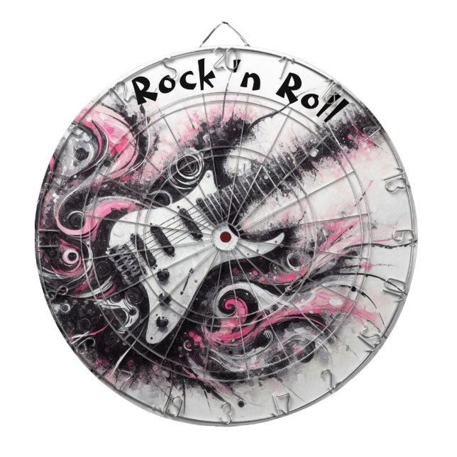 I Love Rock N Roll Electric Guitar Painting Dart Board (Front)