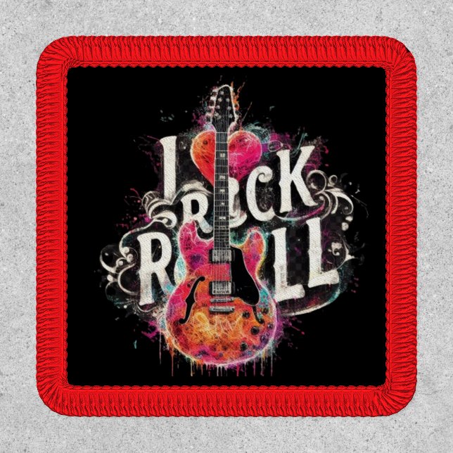 I Love Rock N Roll Electric Guitar Painting Patch (Front)