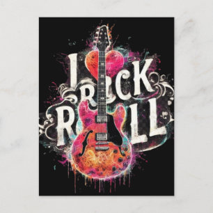 I Love Rock N Roll Electric Guitar Painting Postcard