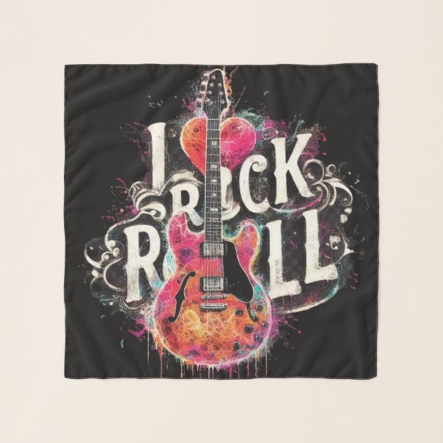 I Love Rock N Roll Electric Guitar Painting Scarf (Front)
