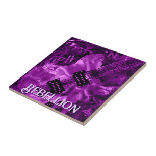 I Love Rock 'N Roll Electric Guitar Personalized Ceramic Tile