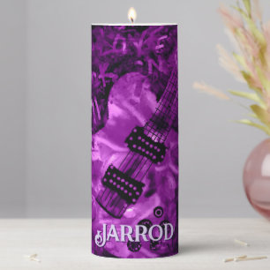 I Love Rock 'N Roll Electric Guitar Personalized Pillar Candle