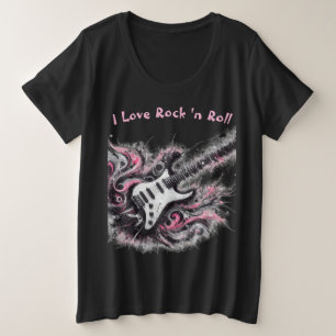 I Love Rock N Roll Electric Guitar Personalized Plus Size T-Shirt