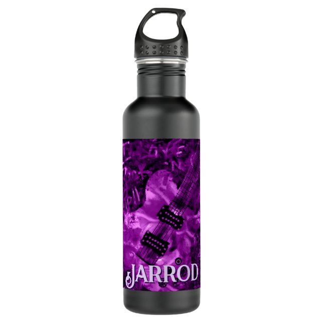 I Love Rock 'N Roll Electric Guitar Personalized Stainless Steel Water Bottle (Front)