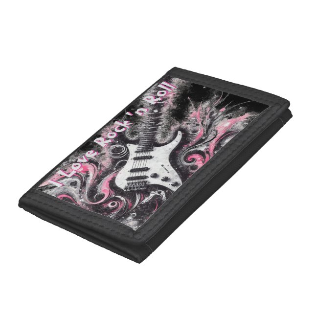 I Love Rock N Roll Electric Guitar Personalized Trifold Wallet (Bottom)