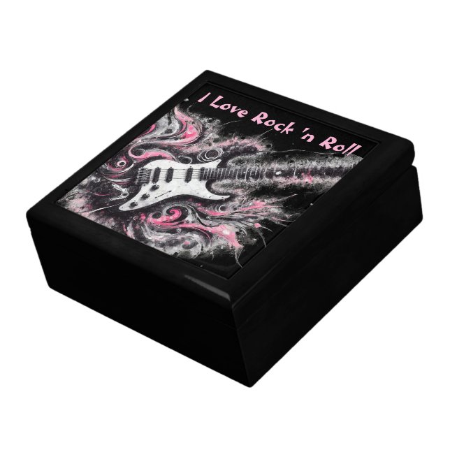 I Love Rock N Roll Electric Guitar Pink Black Gift Box (Side)