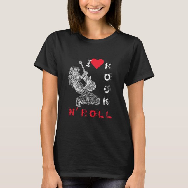 I Love Rock N' Roll - Guitar Player - Customizable T-Shirt (Front)