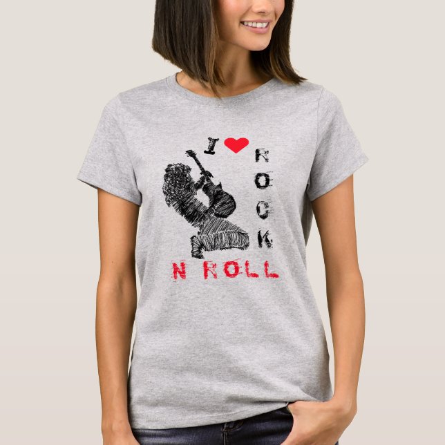 I Love Rock N Roll T-Shirt Gift Rock Guitarist (Front)