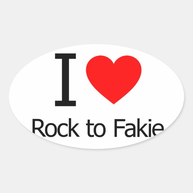 I Love Rock to Fakie Oval Sticker (Front)