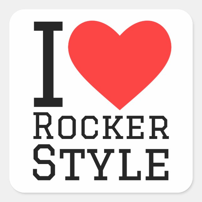 I love rocker style square sticker (Front)