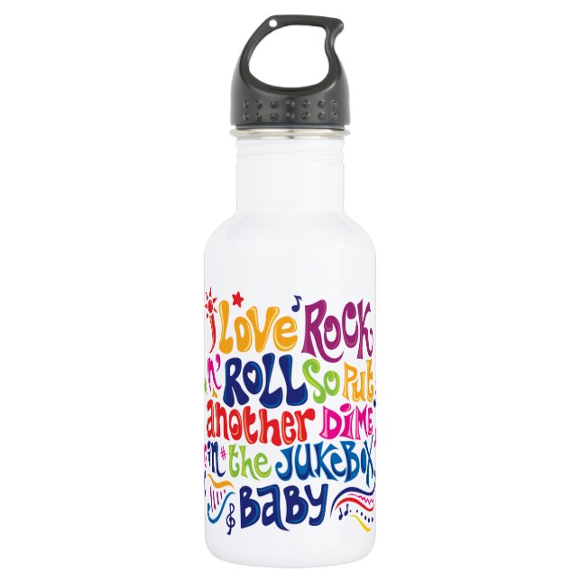I love rock'n roll water bottle (Front)