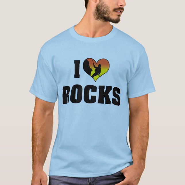 I Love Rocks - Rock Climbing T-Shirt (Front)