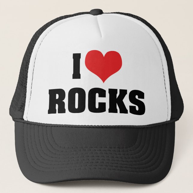 I Love Rocks - Rock Geology Geologist Lover Trucker Hat (Front)