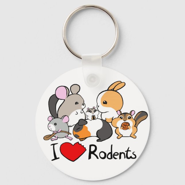 I love rodents cute cartoon keychain (Front)