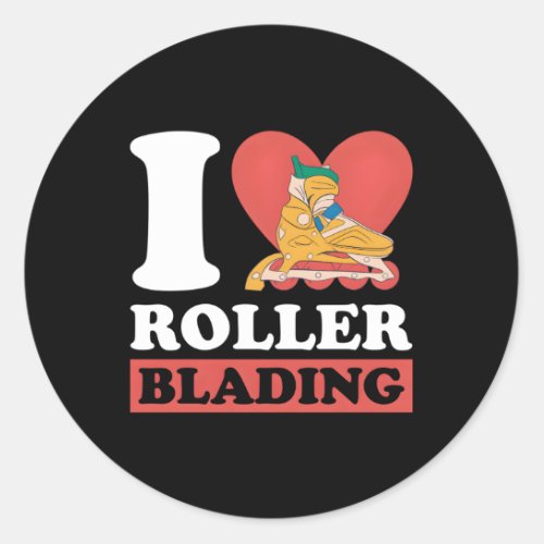 I Love Roller Blading Classic Round Sticker