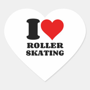 I LOVE ROLLER SKATING HEART STICKER