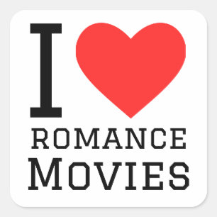 I love romance movies square sticker