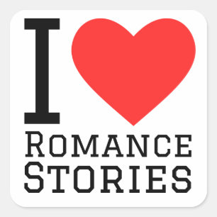 I love romance stories square sticker