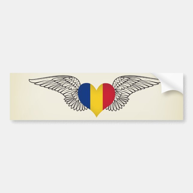 I Love Romania -wings Bumper Sticker (Front)