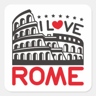 I Love Rome Italy Colosseum Travel Square Sticker
