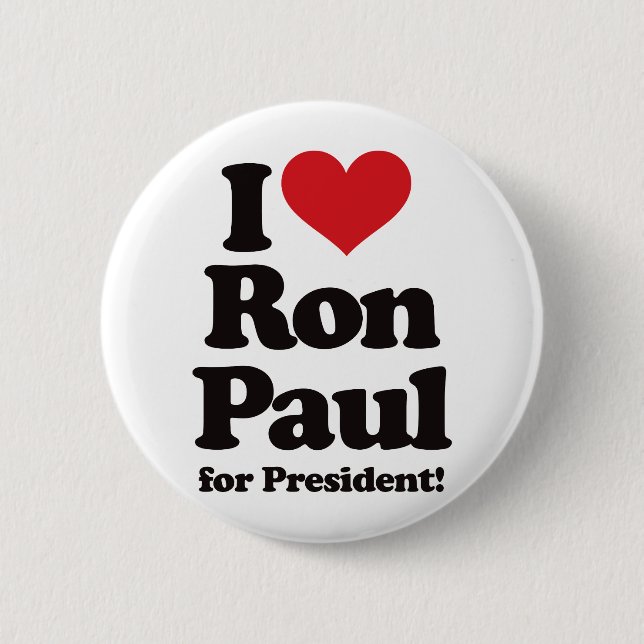I Love Ron Paul for President Button (Front)