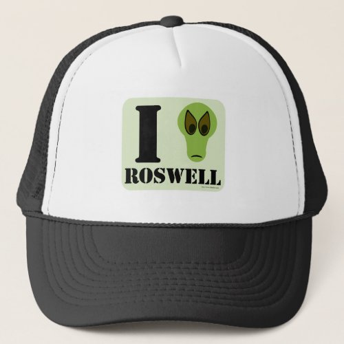 I Love Roswell Funny Alien UFO Logo Art Trucker Hat
