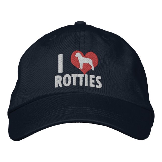 I Love Rotties Dark Embroidered Baseball Cap (Front)