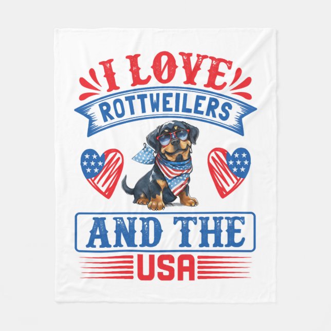 I love Rottweilers and the USA Fleece Blanket (Front)