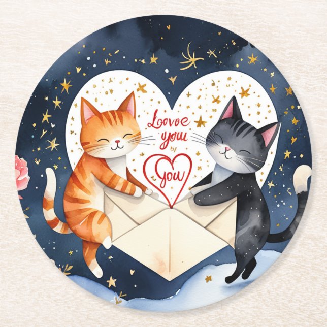 I love round paper coaster (Front)