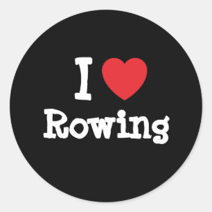 I love Rowing heart custom personalized Classic Round Sticker