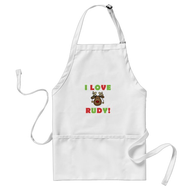 I Love Rudy Reindeer Adult Apron (Front)