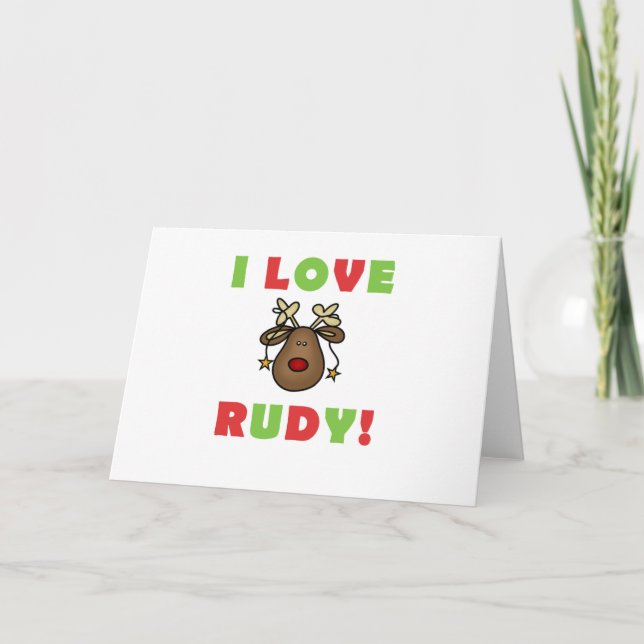 I Love Rudy Reindeer Holiday Card (Front)